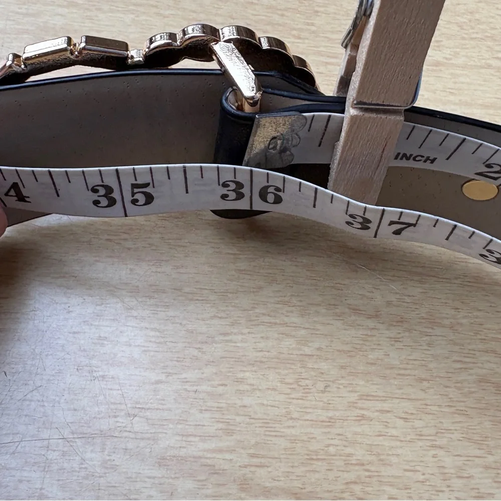 Vince Camuto Black Double Circle Faux Leather, Pearl, Crystal Detail Belt NWOT - Picture 12 of 14